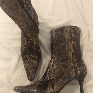 Snakeskin Patterned Ankle Boots